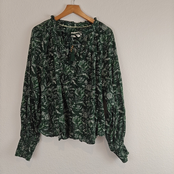 Anthropologie Green Floral Blouse - Picture 2 of 13
